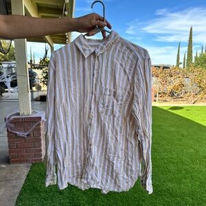 Universal Thread Beige and White Striped Men's Shirt